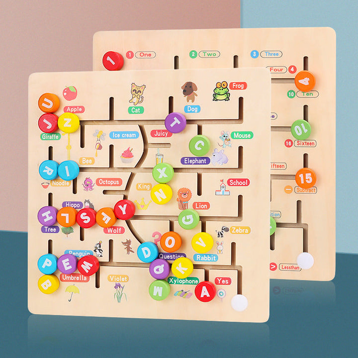 Wooden Letter Puzzle Maze for Screen-Free Learning