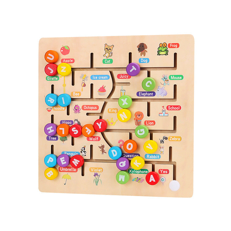 Wooden Letter Puzzle Maze for Screen-Free Learning
