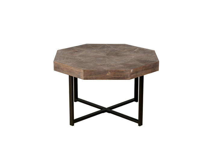 Octagonal Wood Coffee Table, Retro Patchwork, 30 Inch