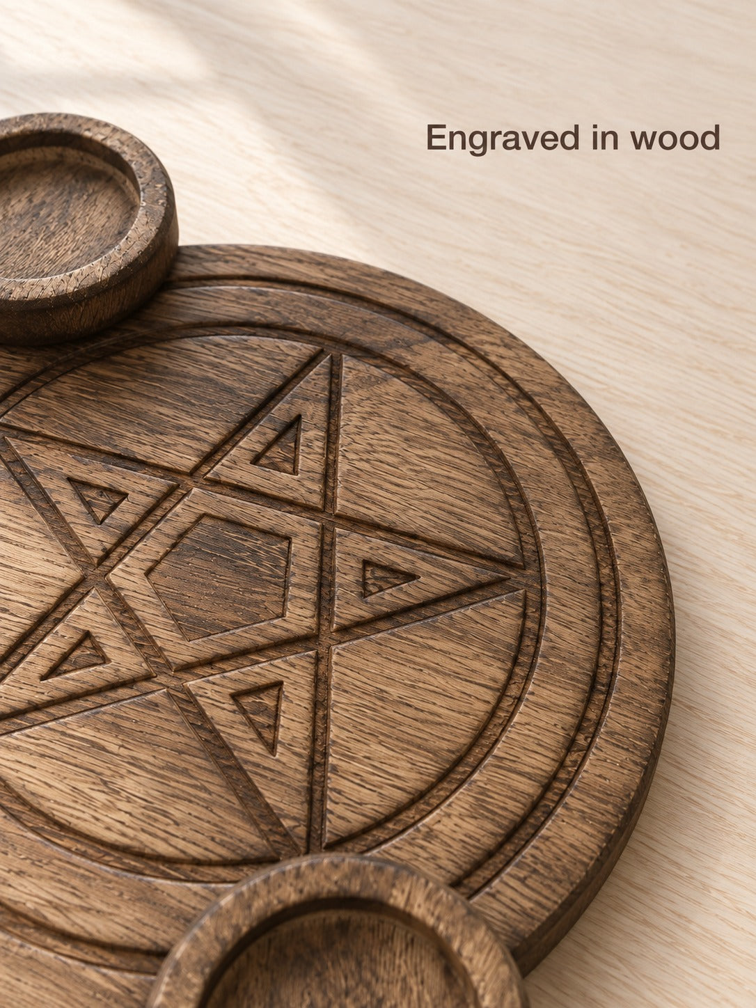 Wooden Pentagram Altar Plate with Tealight Holders