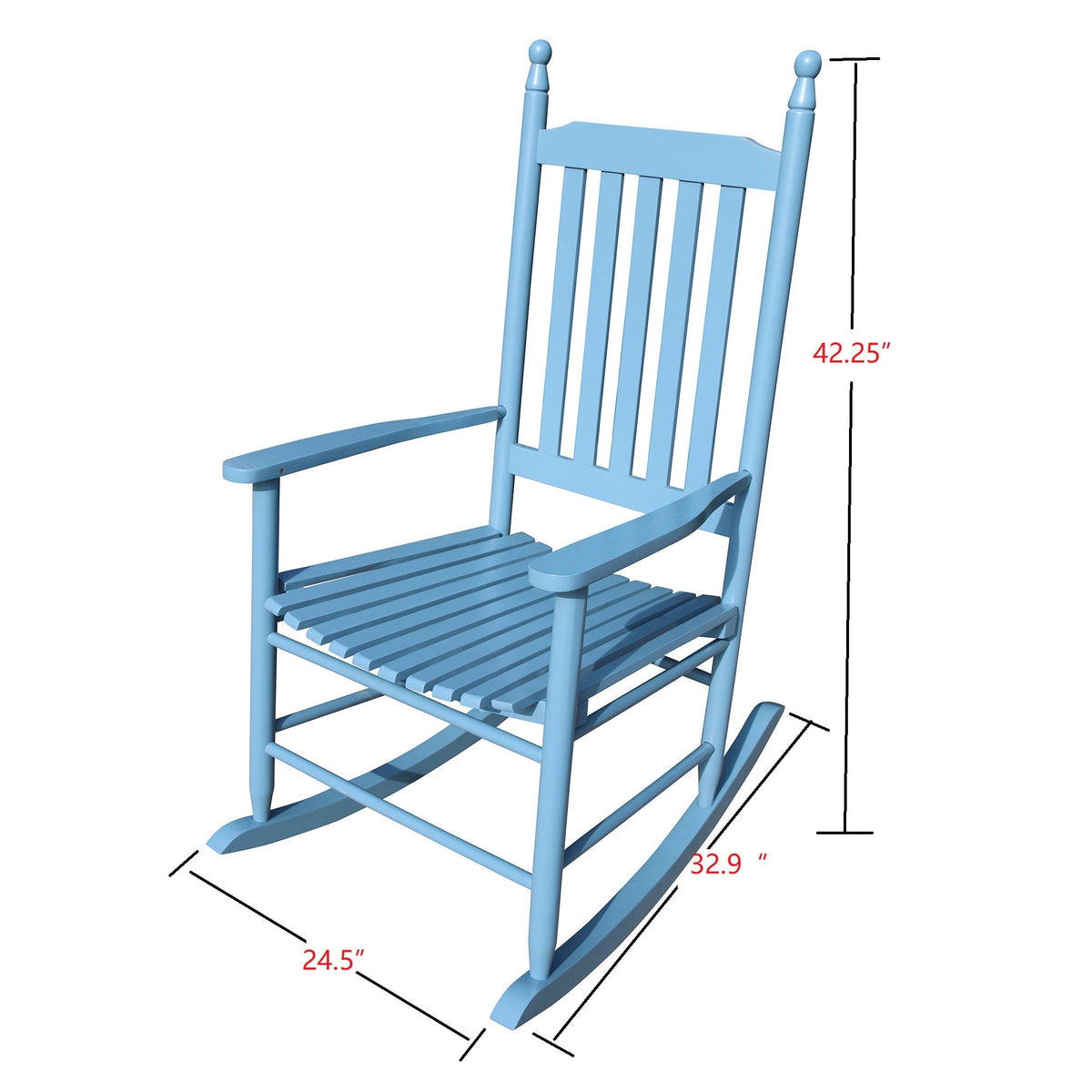Powder Blue Wooden Porch Rocking Chair for Classic Comfort