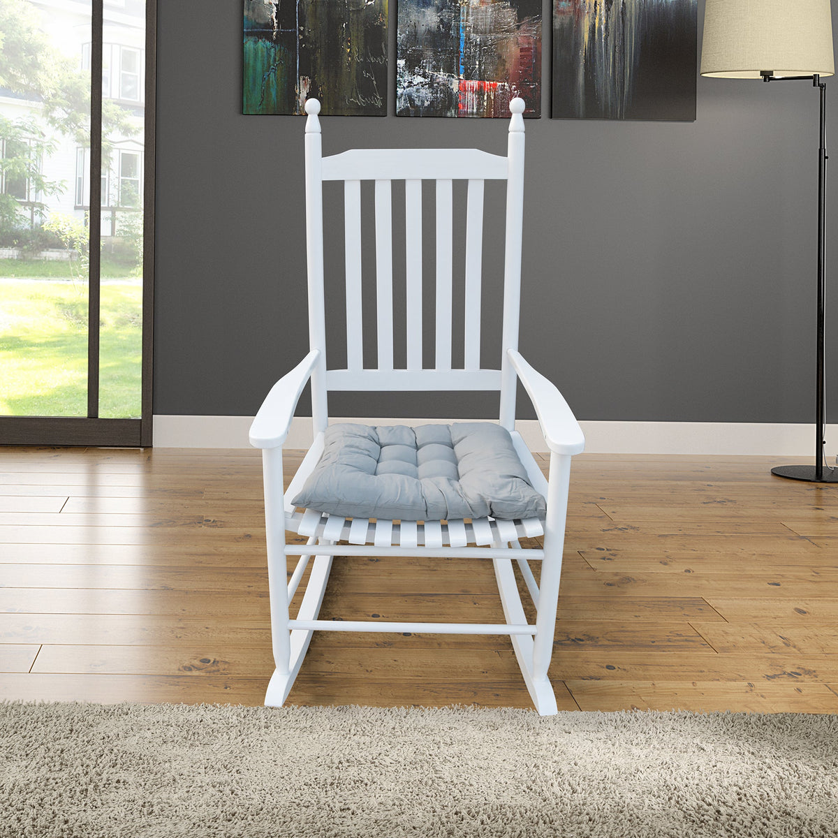 White Wooden Porch Rocker for Relaxed Outdoor Comfort