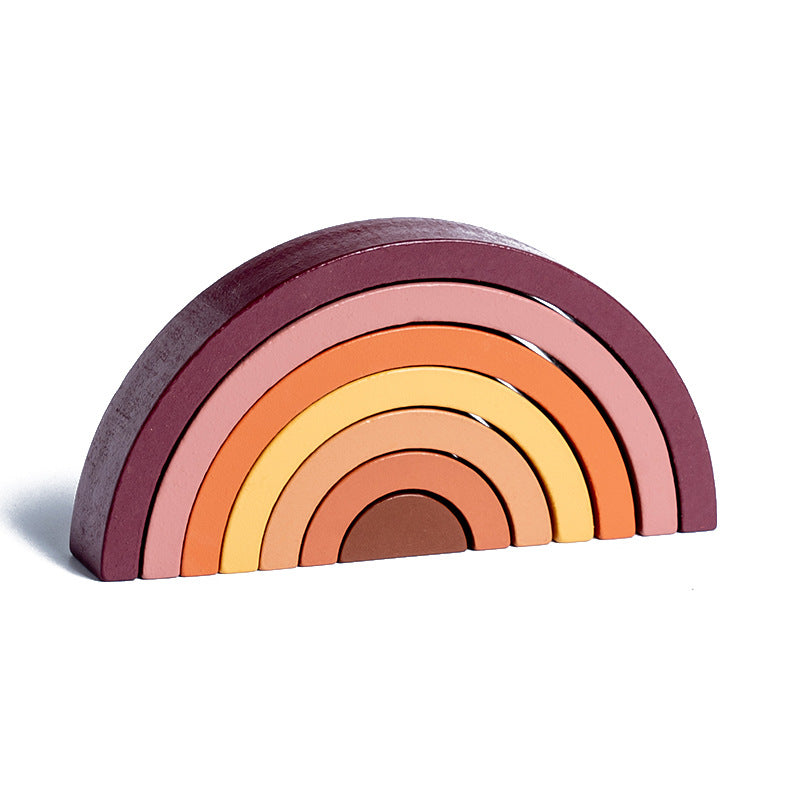 Wooden Rainbow Building Blocks for Color Learning Play