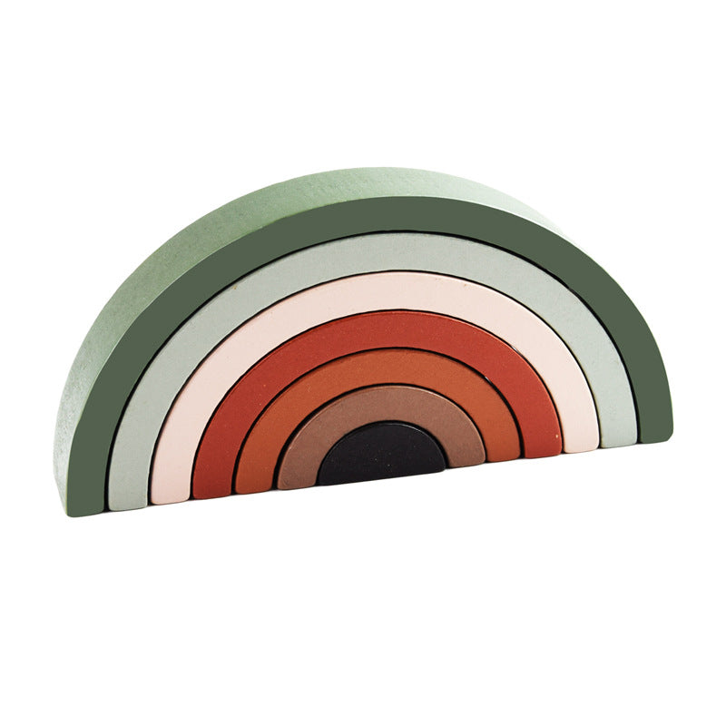 Wooden Rainbow Building Blocks for Color Learning Play