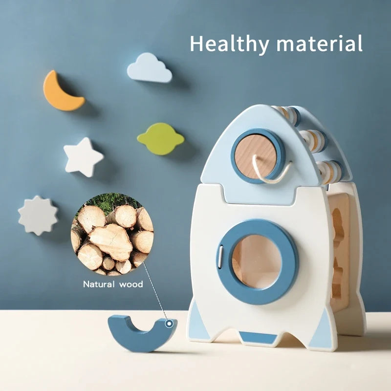 Wooden Rocket Activity Toy for Hands-On Learning Play