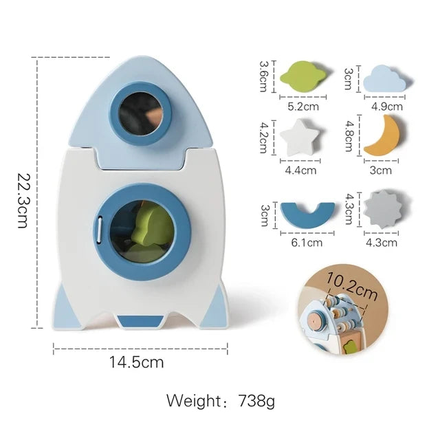 Wooden Rocket Activity Toy for Hands-On Learning Play