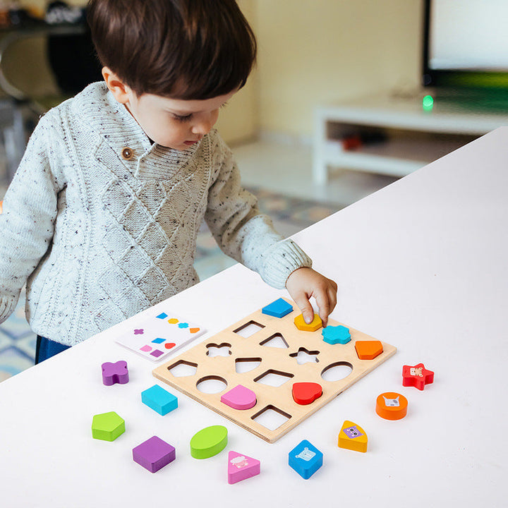Wooden Shape Matching Toy for Screen-Free Early Learning