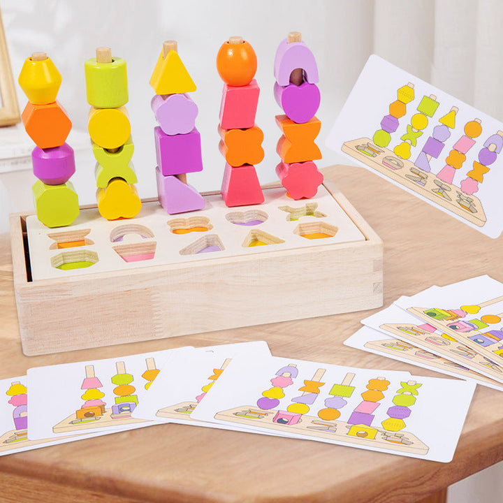 Wooden Shape Sorting Puzzle for Fine-Motor Skill Play