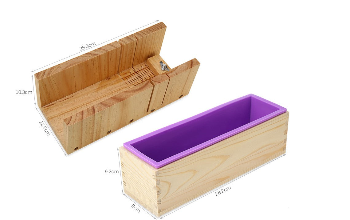 Wooden Soap Loaf Cutter Mold with Silicone Liner Box