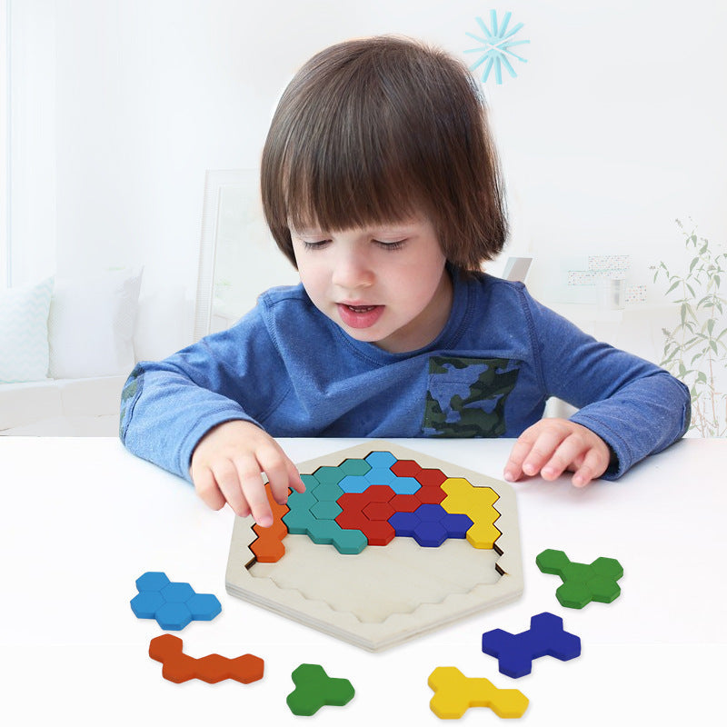 Wooden Puzzle Board for Spatial Skills & Screen-Free Play