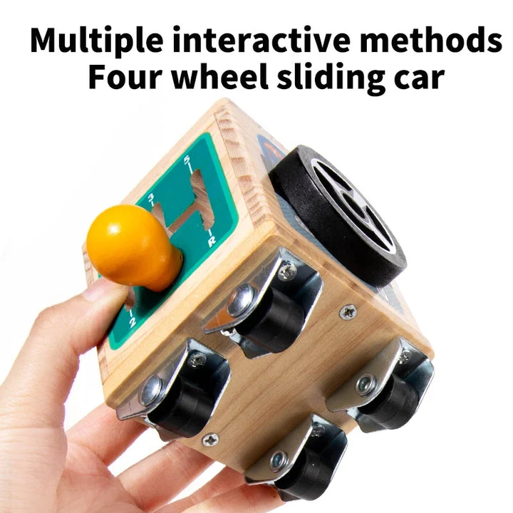 Wooden Montessori Activity Bus for Fine Motor Play