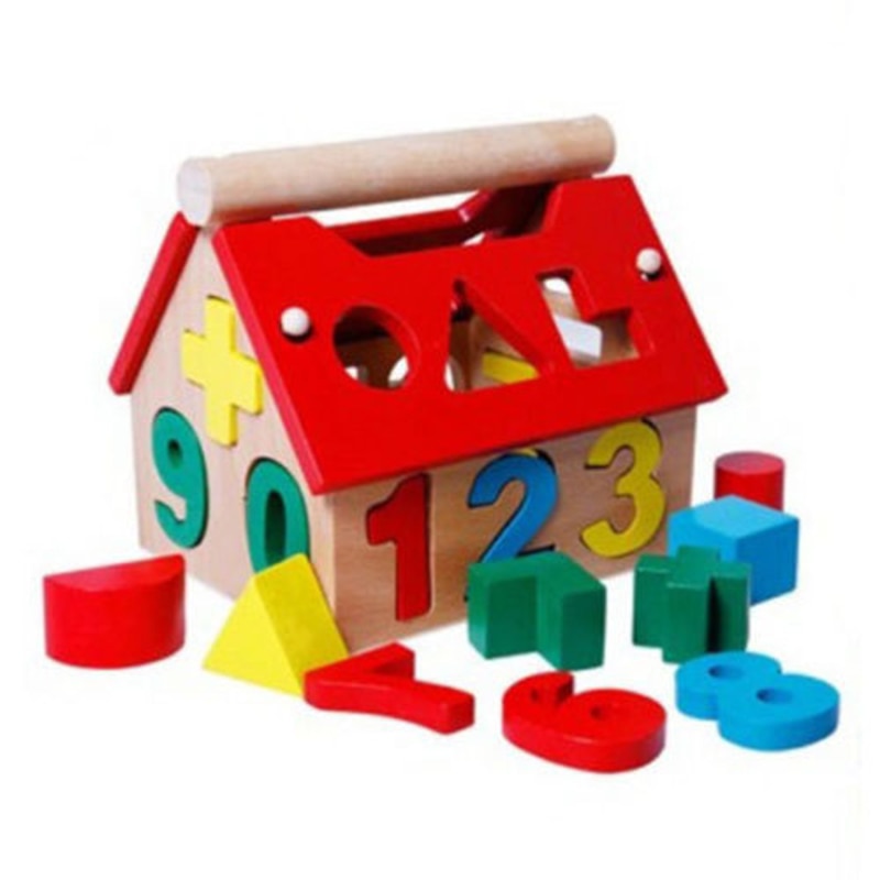 Wooden Learning House Toy for Numbers, Shapes & Colors