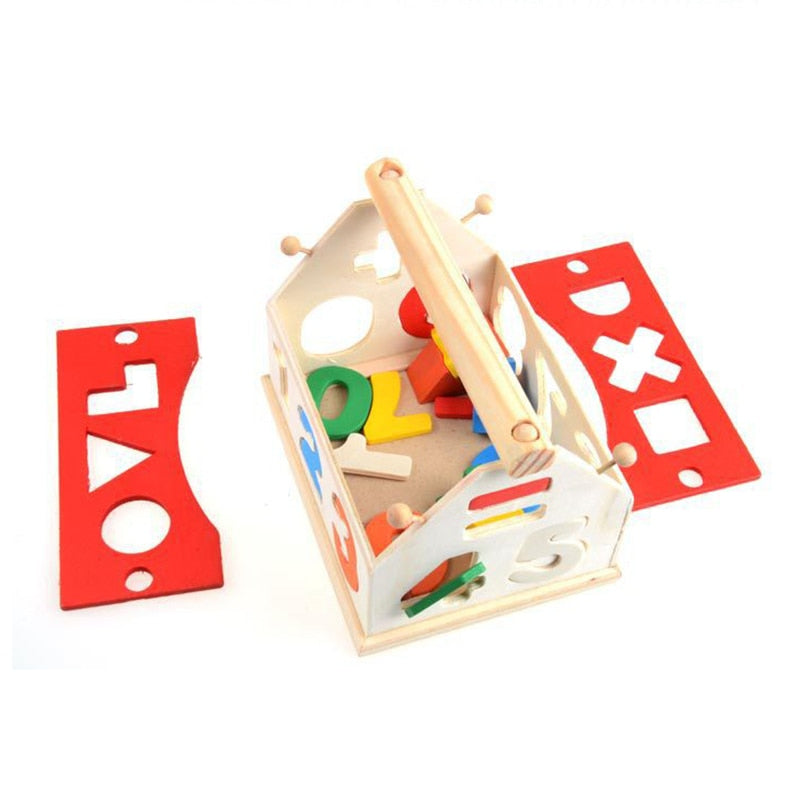 Wooden Learning House Toy for Numbers, Shapes & Colors