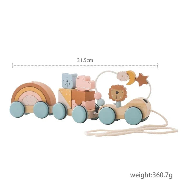 Wooden Pull-Along Train Toy for Screen-Free Learning