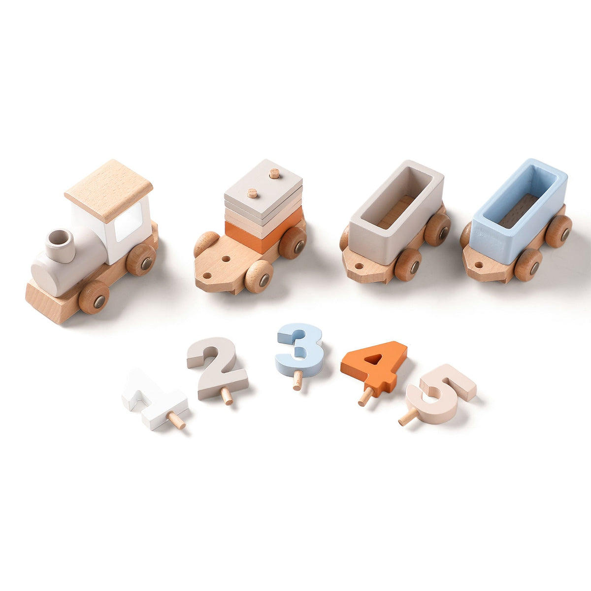 Wooden Train Birthday Toy for Hands-On Number Learning