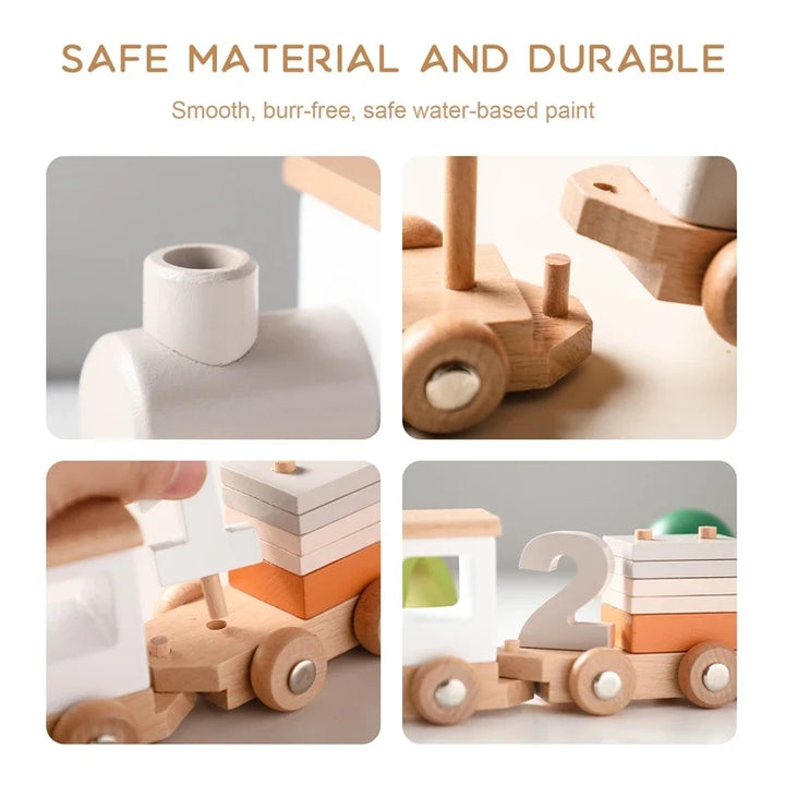 Wooden Train Birthday Toy for Hands-On Number Learning