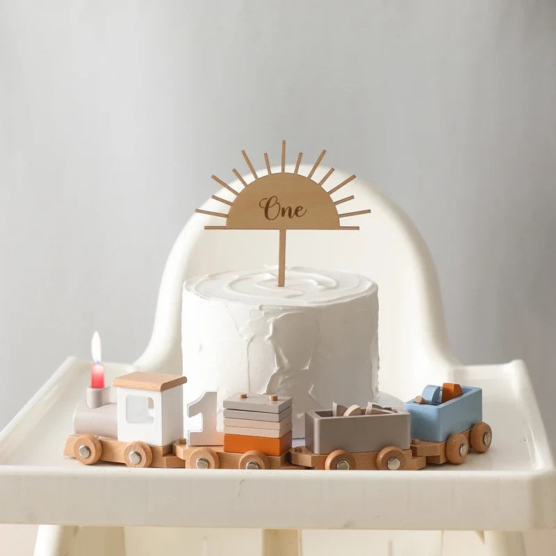 Wooden Train Birthday Toy for Hands-On Number Learning