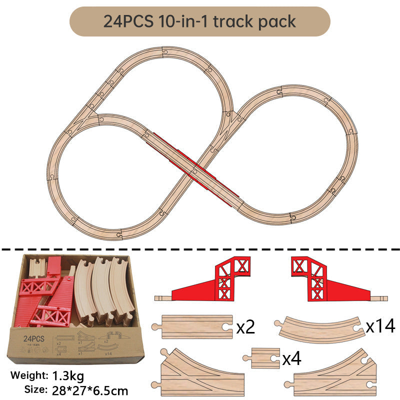 Wooden Train Track Set for Open-Ended Railway Play