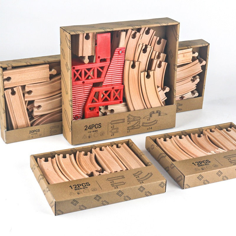 Wooden Train Track Set for Open-Ended Railway Play