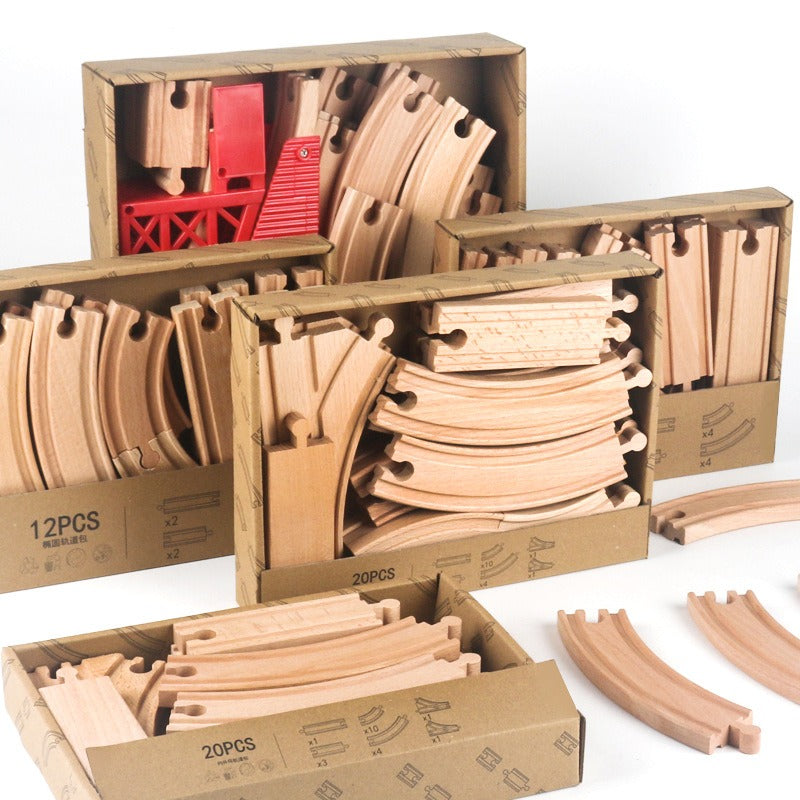 Wooden Train Track Set for Open-Ended Railway Play