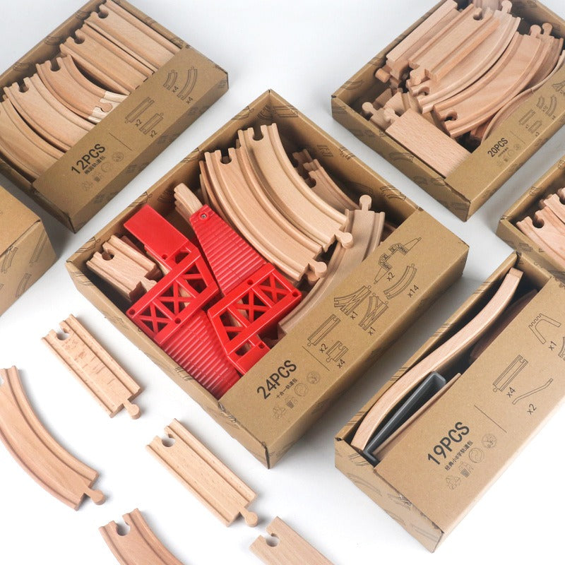 Wooden Train Track Set for Open-Ended Railway Play