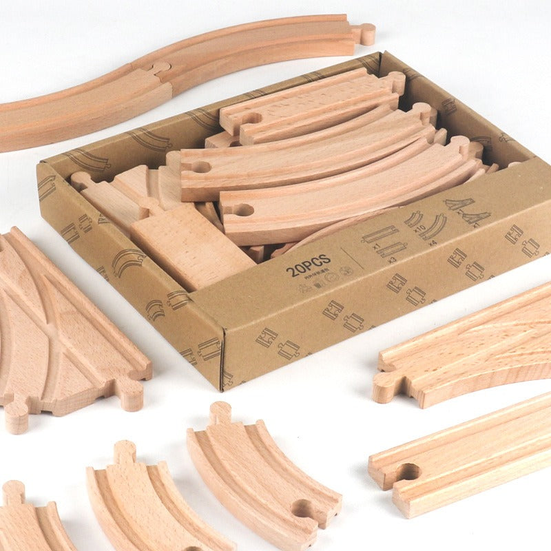 Wooden Train Track Set for Open-Ended Railway Play