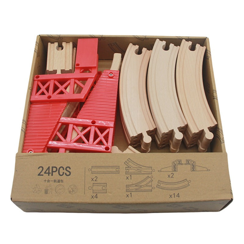 Wooden Train Track Set for Open-Ended Railway Play
