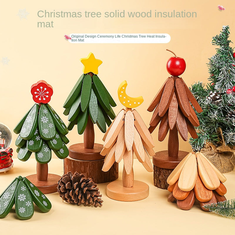 Wooden Tree Coaster: Festive Christmas Table Decor