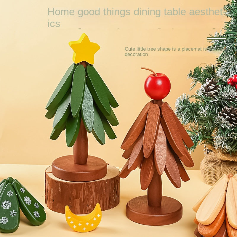 Wooden Tree Coaster: Festive Christmas Table Decor