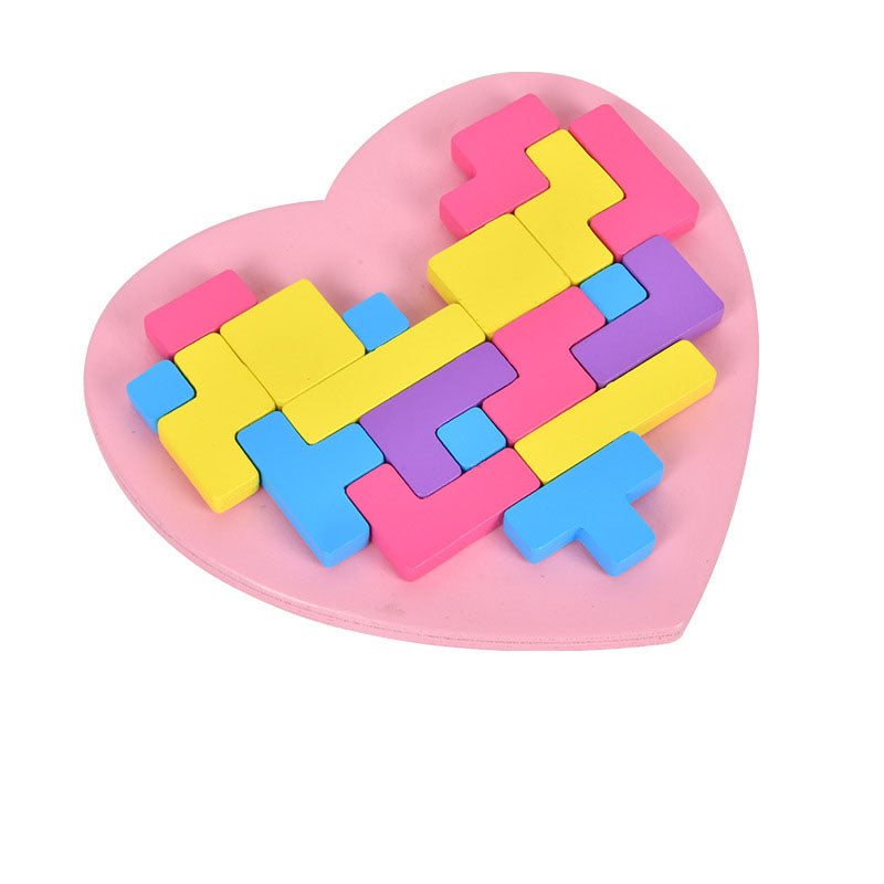 Wooden Heart Puzzle Toy for Spatial Thinking Skills
