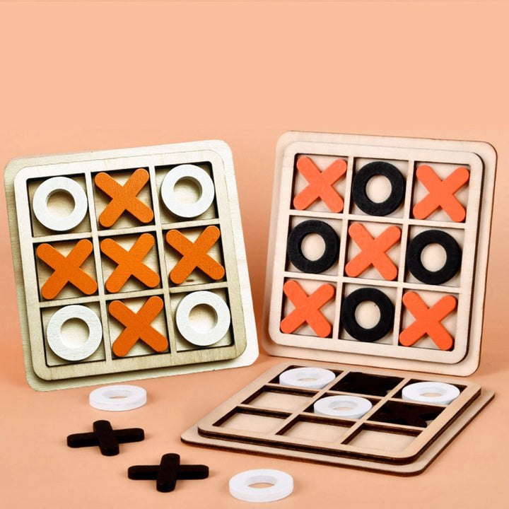 Wooden Tic-Tac-Toe Board Game for Screen-Free Family Play