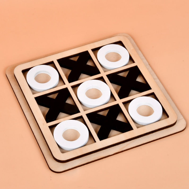 Wooden Tic-Tac-Toe Board Game for Screen-Free Family Play