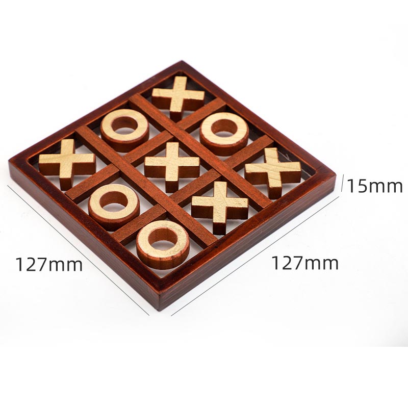 Wooden Tic-Tac-Toe Board Game for Screen-Free Family Play