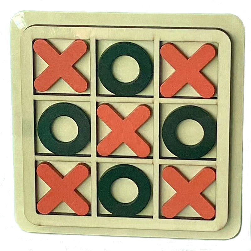 Wooden Tic-Tac-Toe Board Game for Screen-Free Family Play