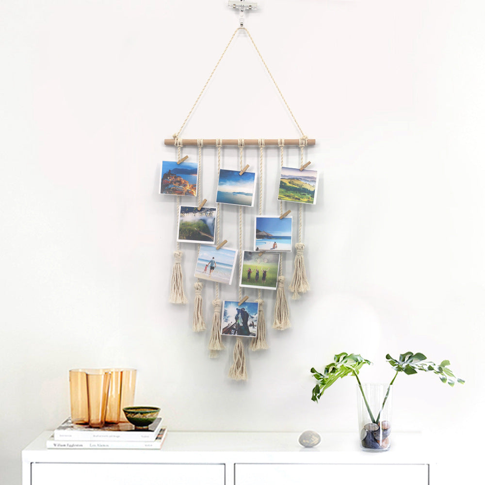 Woven Photo Wall Hanging for Boho Memory Displays