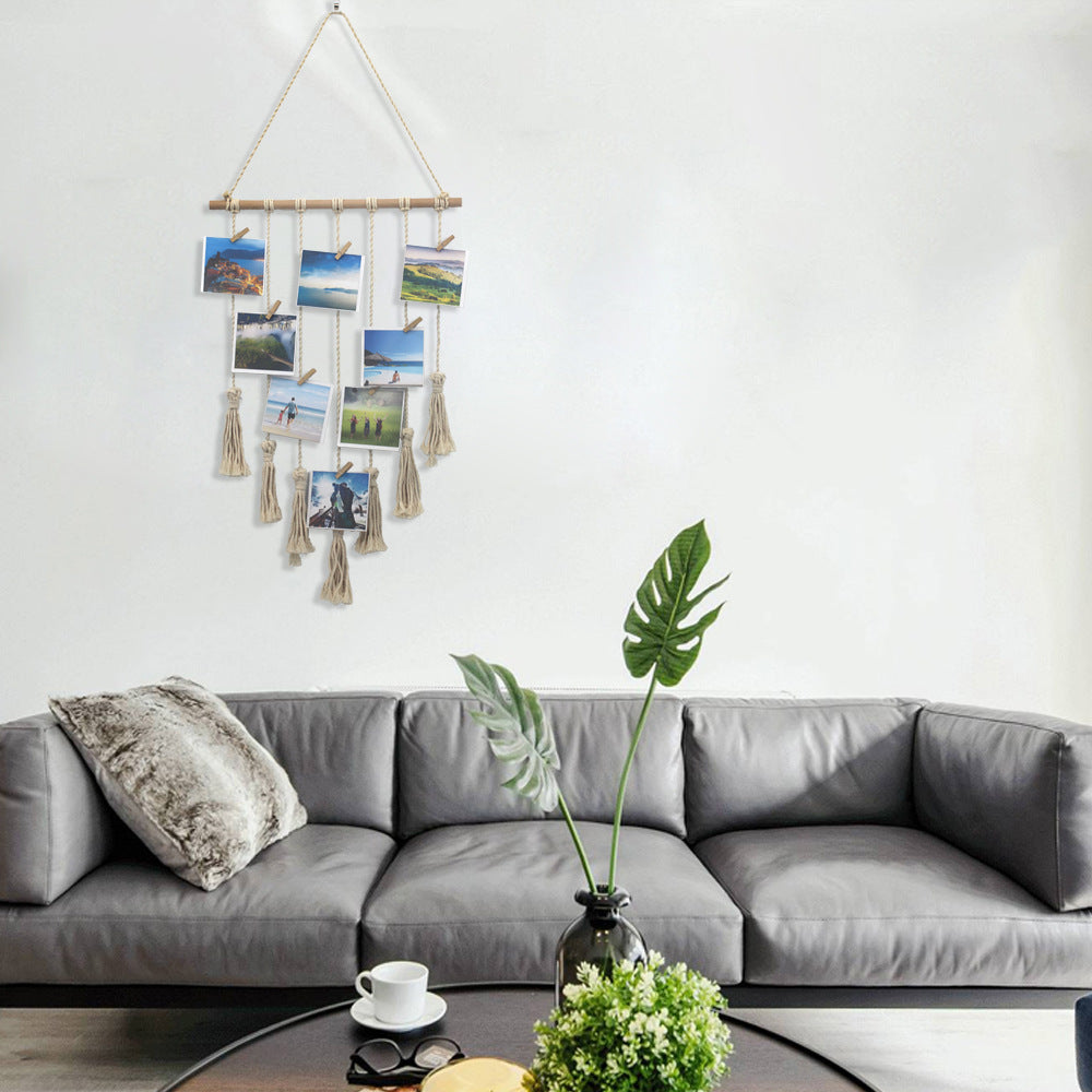Woven Photo Wall Hanging for Boho Memory Displays