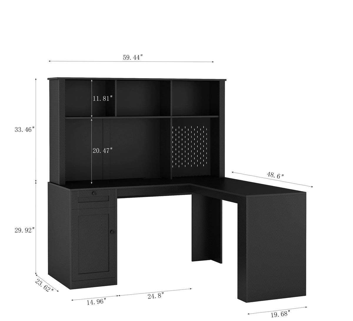 L-Shaped Corner Desk with Hutch and Built-In Charging