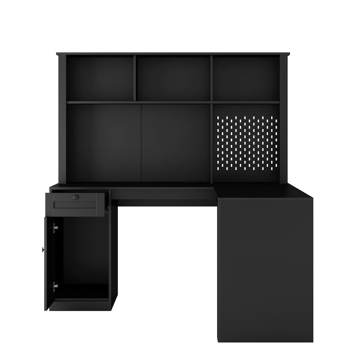 L-Shaped Corner Desk with Hutch and Built-In Charging