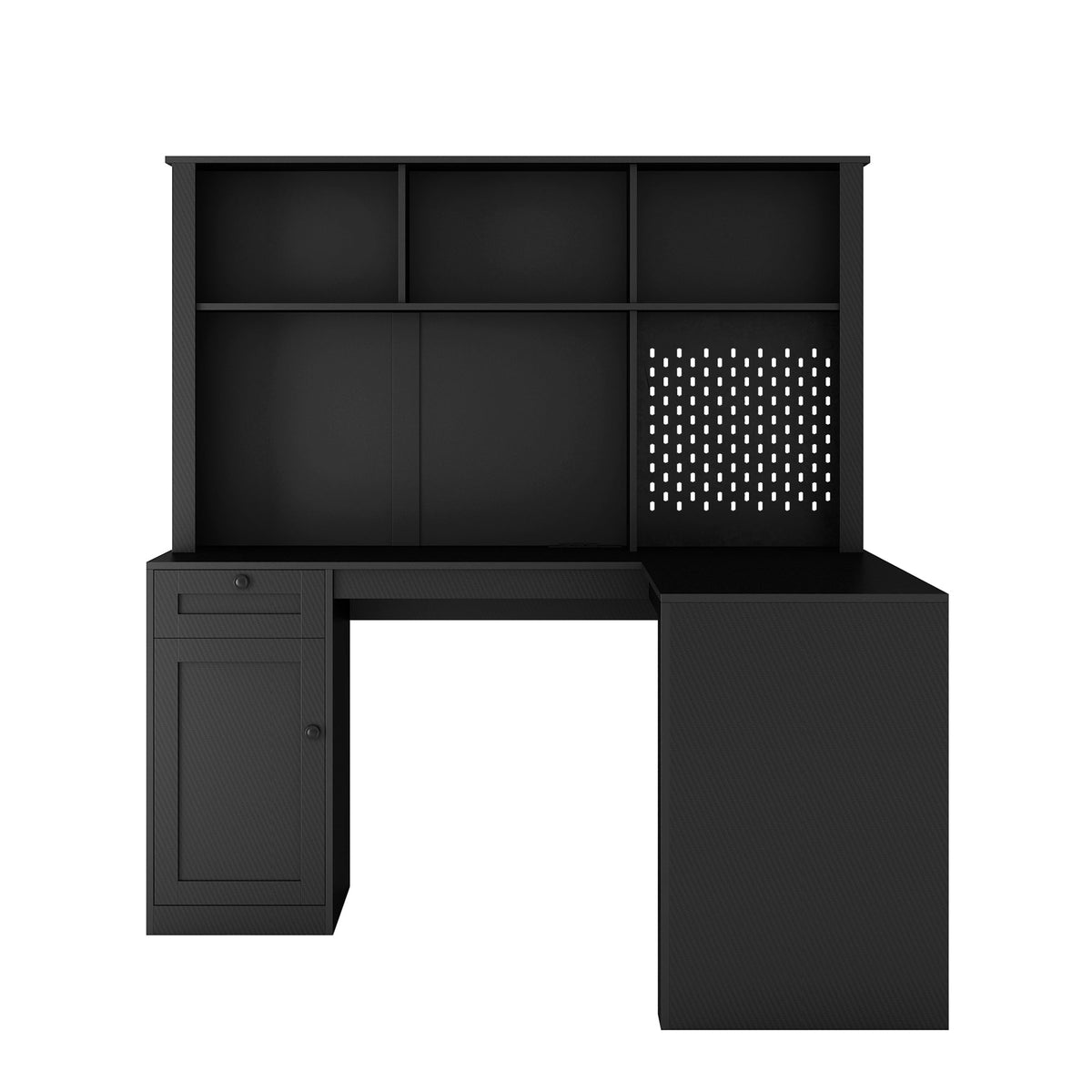 L-Shaped Corner Desk with Hutch and Built-In Charging