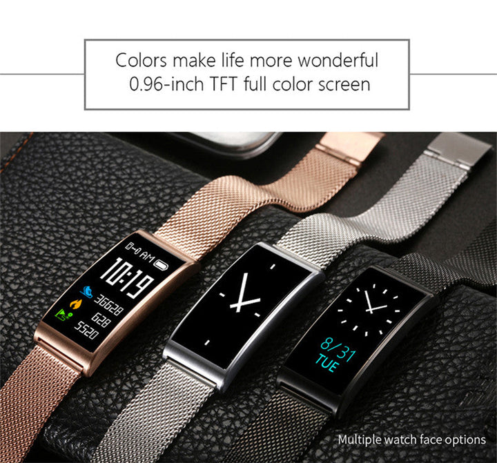 Metal Mesh Smart Bracelet with Heart Rate & Waterproof