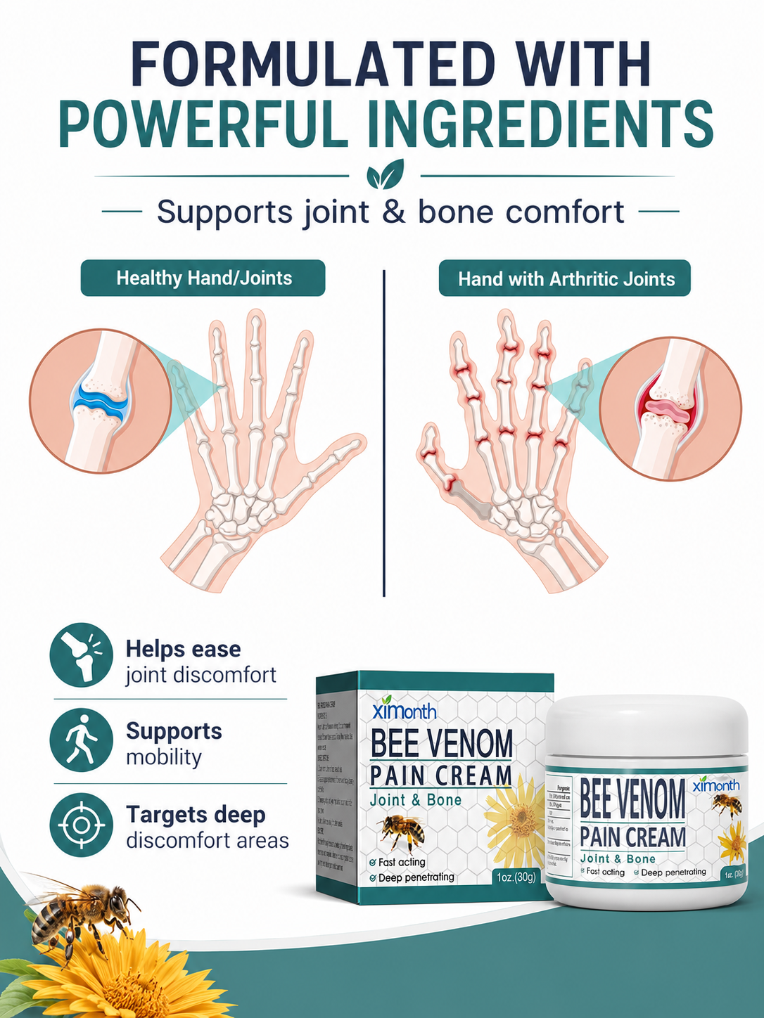 Bee Venom Joint Cream - Fast-Acting Bone & Joint Relief