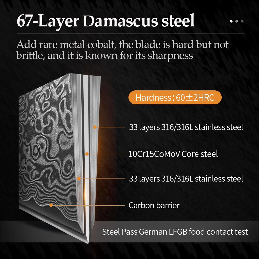 Damascus Kitchen Knife Set: 6-Piece Razor-Sharp Edge