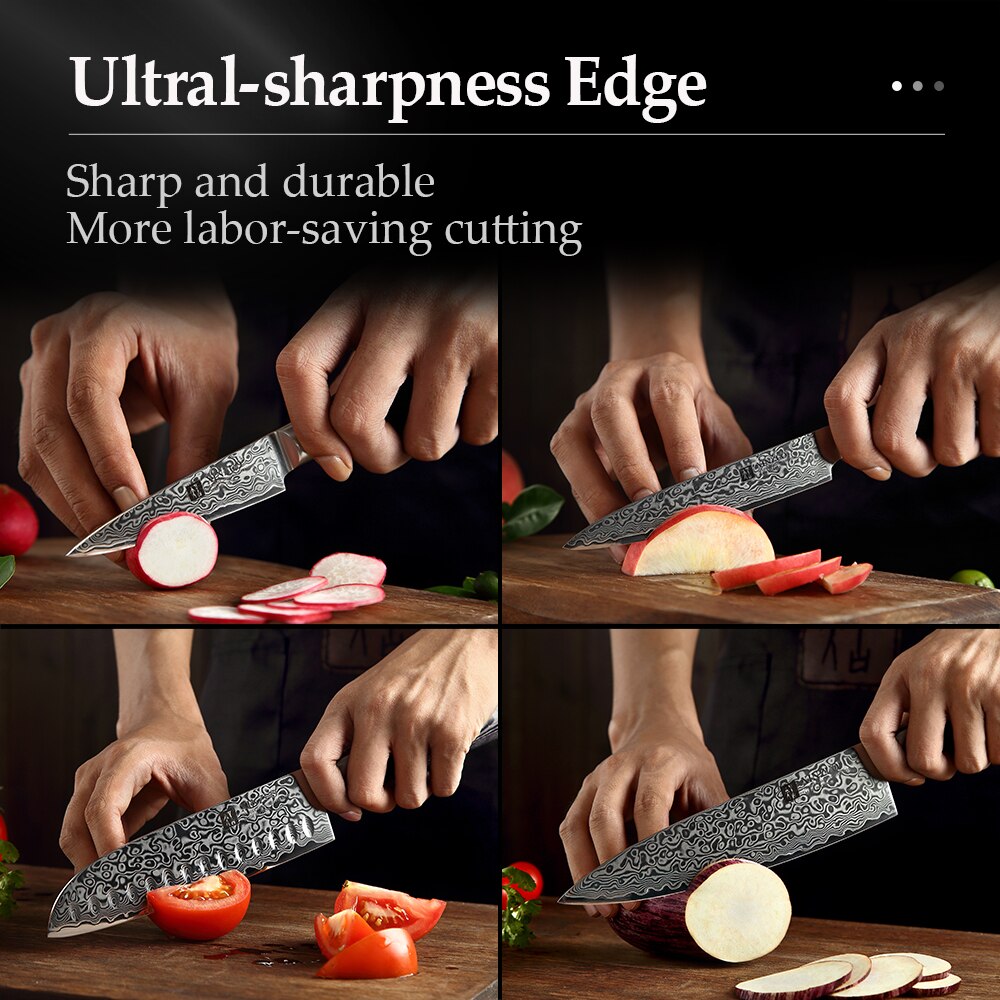 Damascus Kitchen Knife Set: 6-Piece Razor-Sharp Edge