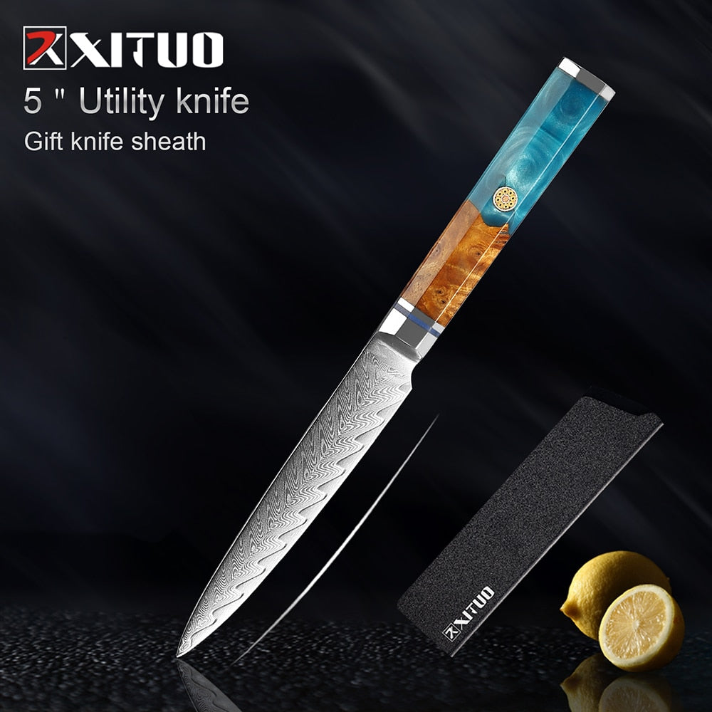 Damascus Chef Knife Set 9 Pieces for Every Kitchen Task