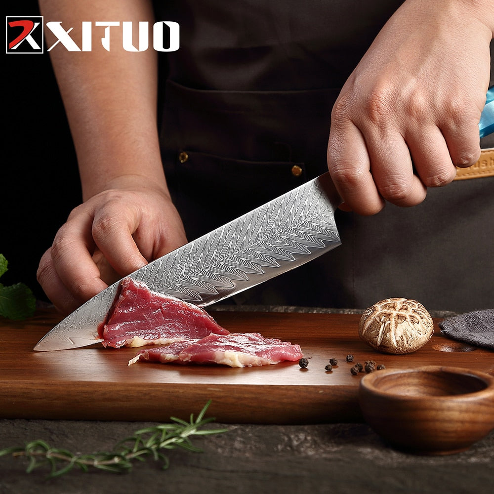 Damascus Chef Knife Set 9 Pieces for Every Kitchen Task