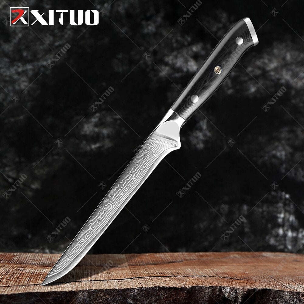 Damascus Chef Knife Set: 8-Piece VG10 Core Kitchen Set