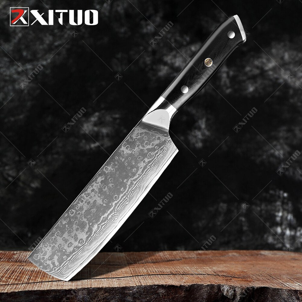 Damascus Chef Knife Set: 8-Piece VG10 Core Kitchen Set