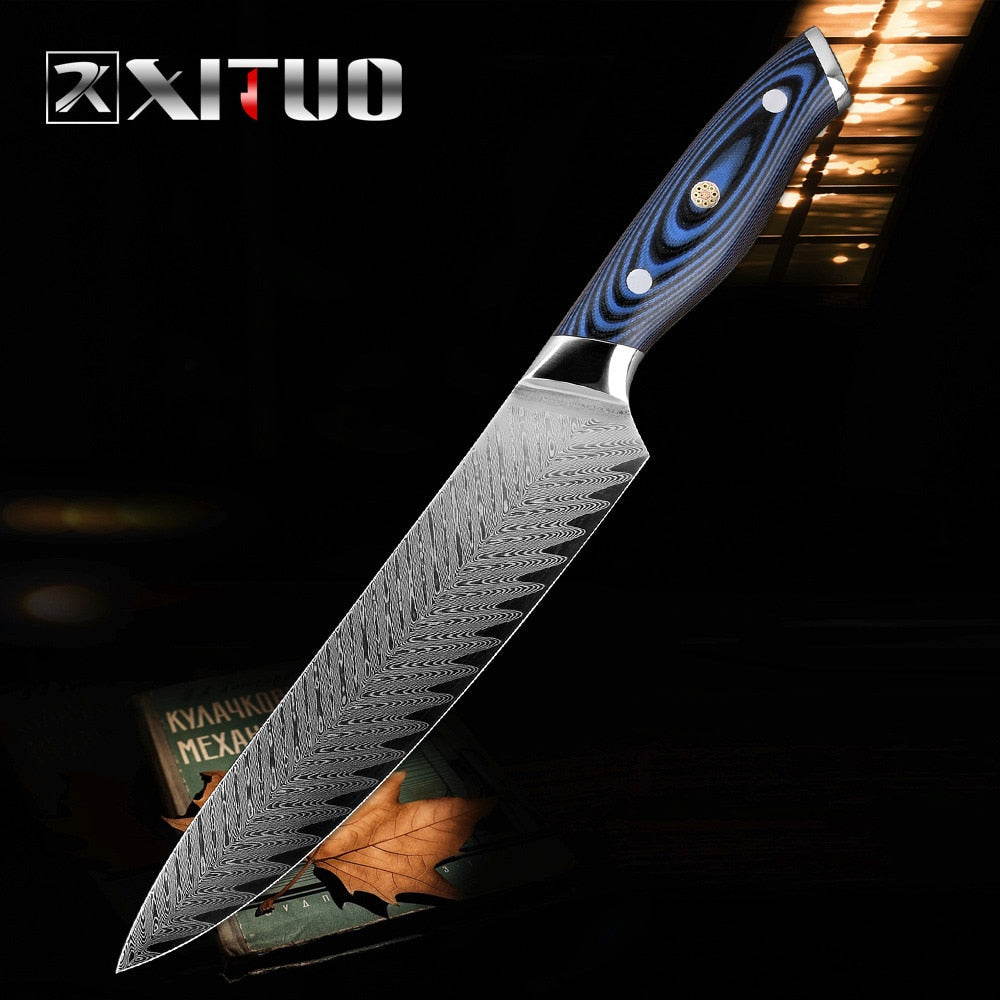 Damascus Chef Knife Set, 4-Piece Sharp V-Edge Kitchen