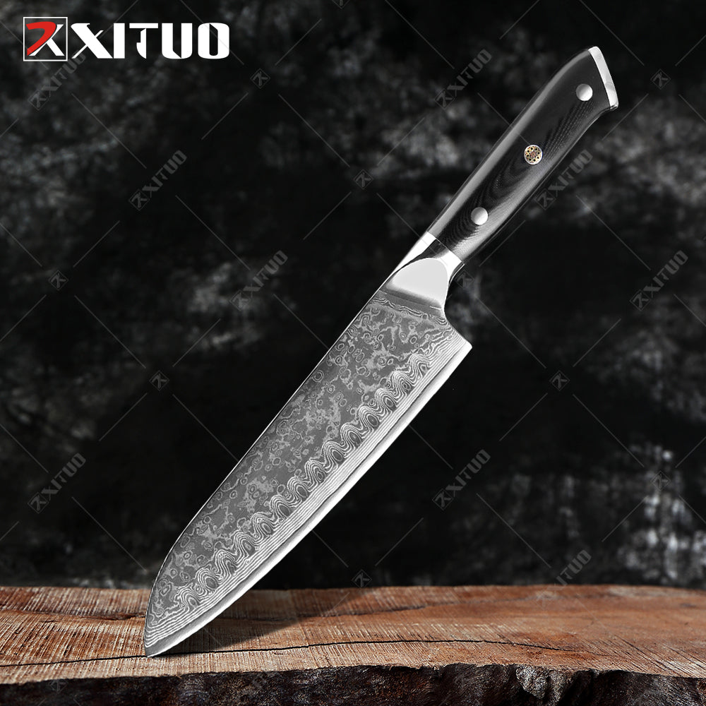 Damascus Chef Knife Set: 8-Piece VG10 Core Kitchen Set