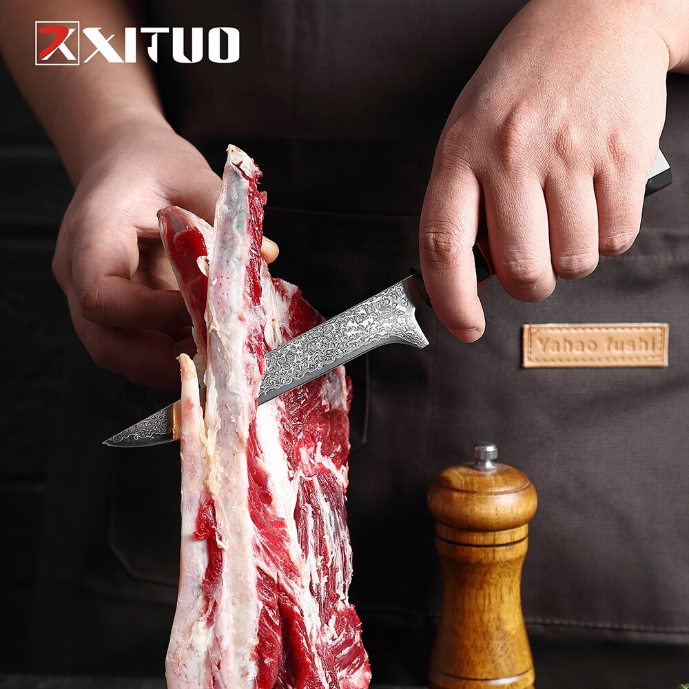 Damascus Chef Knife Set 6-Piece with Resin Handles